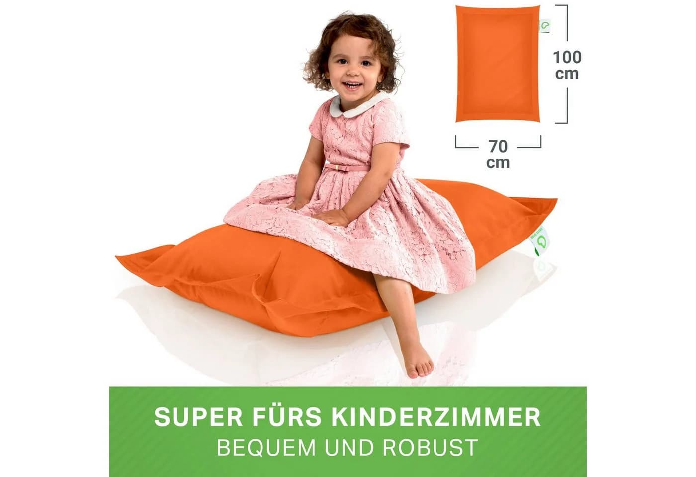 Green Bean Kinder-Sitzsack Orange 70x100cm EPS-Perlen