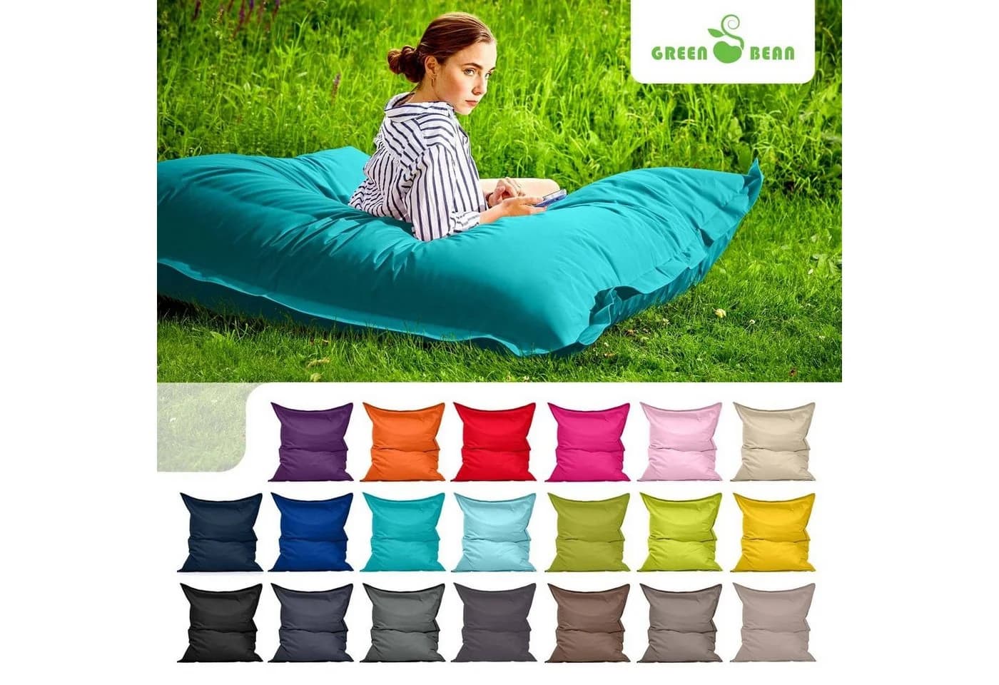 Green Bean Sitzsack XXL Square 140x180cm Türkis Outdoor