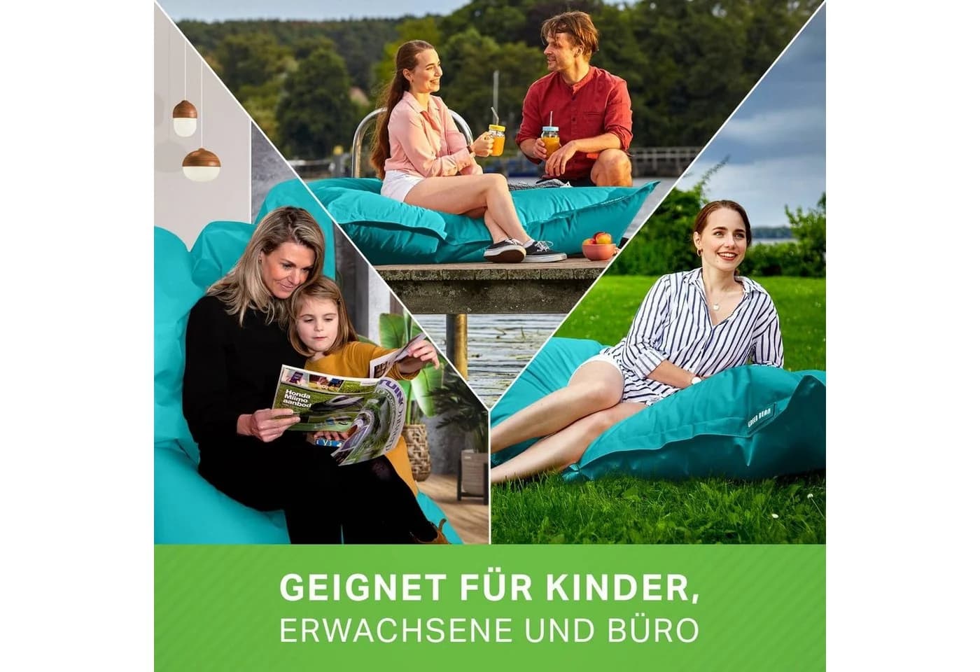 Green Bean Sitzsack XXL Square 140x180cm Türkis Outdoor - Bild 3