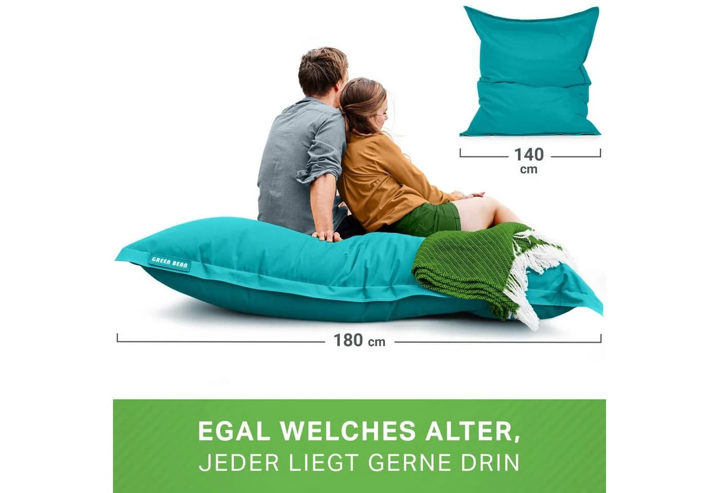 Green Bean Sitzsack XXL Square 140x180cm Türkis Outdoor - Bild 5
