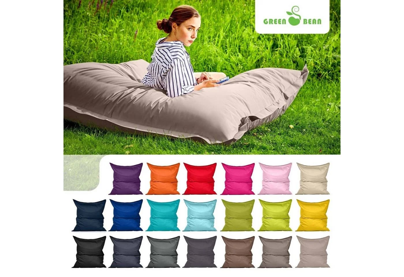 Green Bean Sitzsack XL Riesen Square Beige