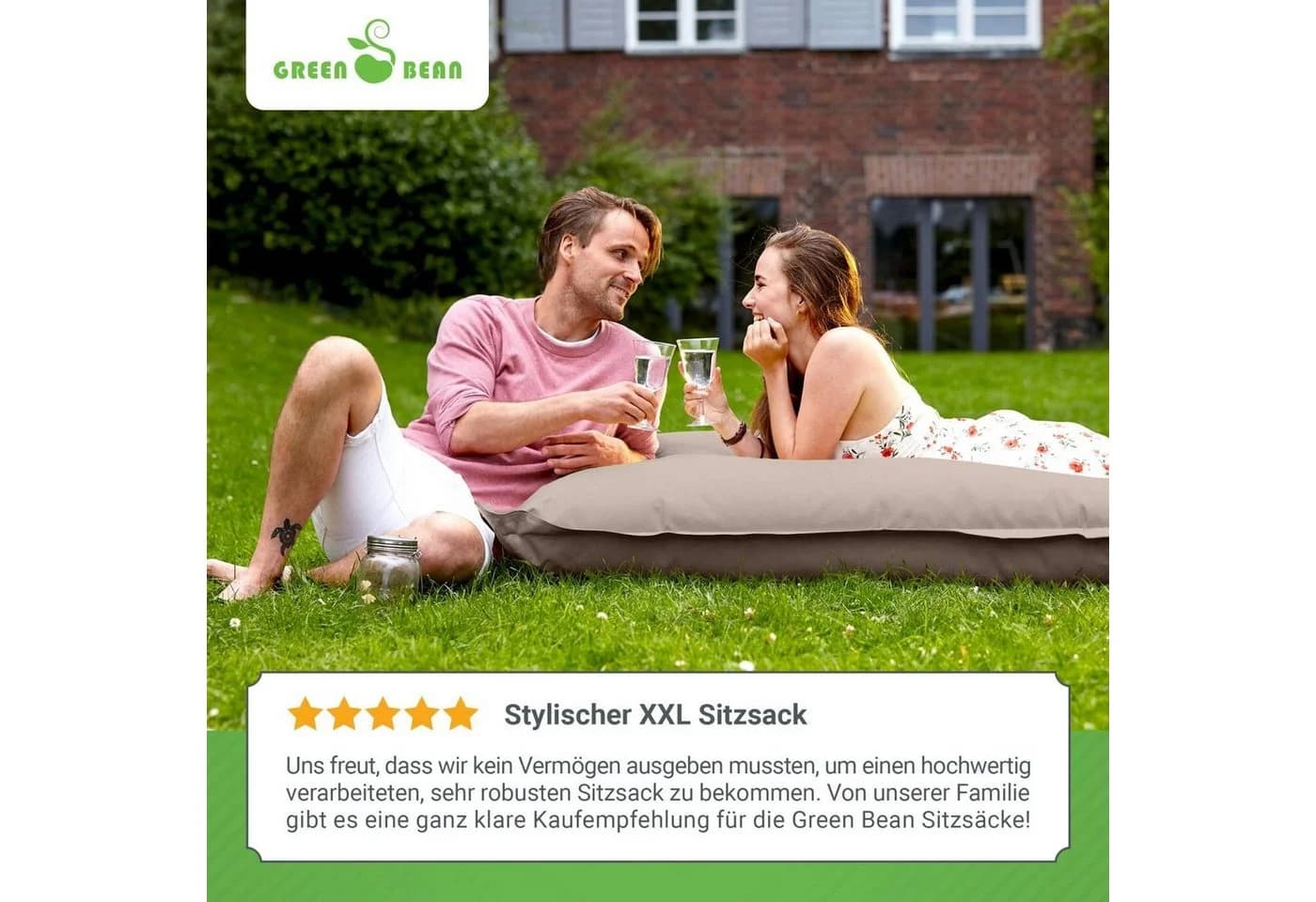 Green Bean Sitzsack XL Riesen Square Beige - Bild 4