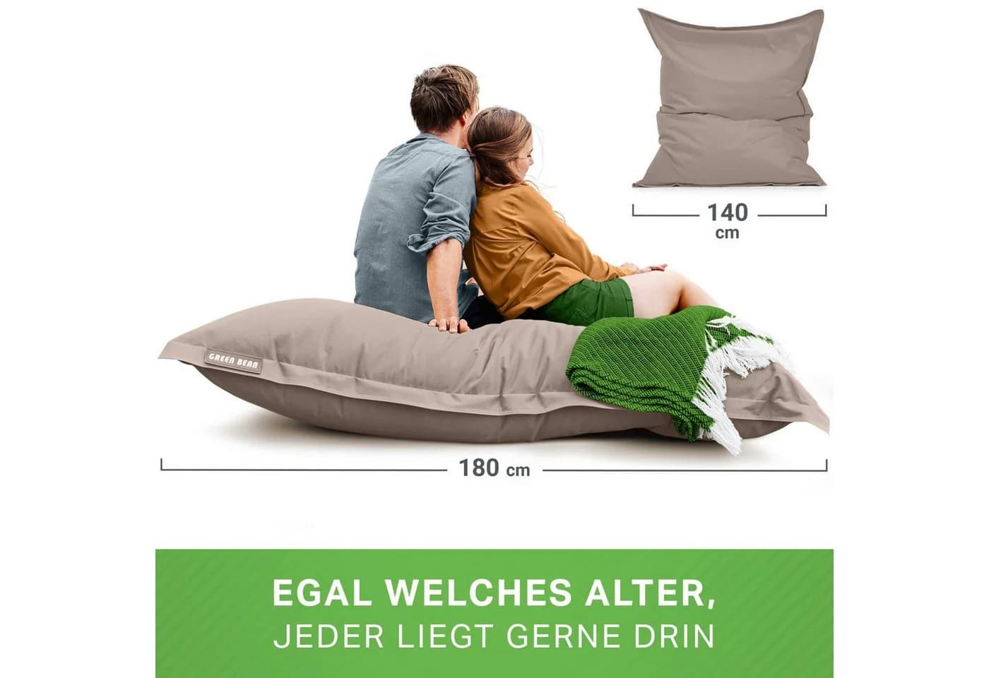 Green Bean Sitzsack XL Riesen Square Beige - Bild 5
