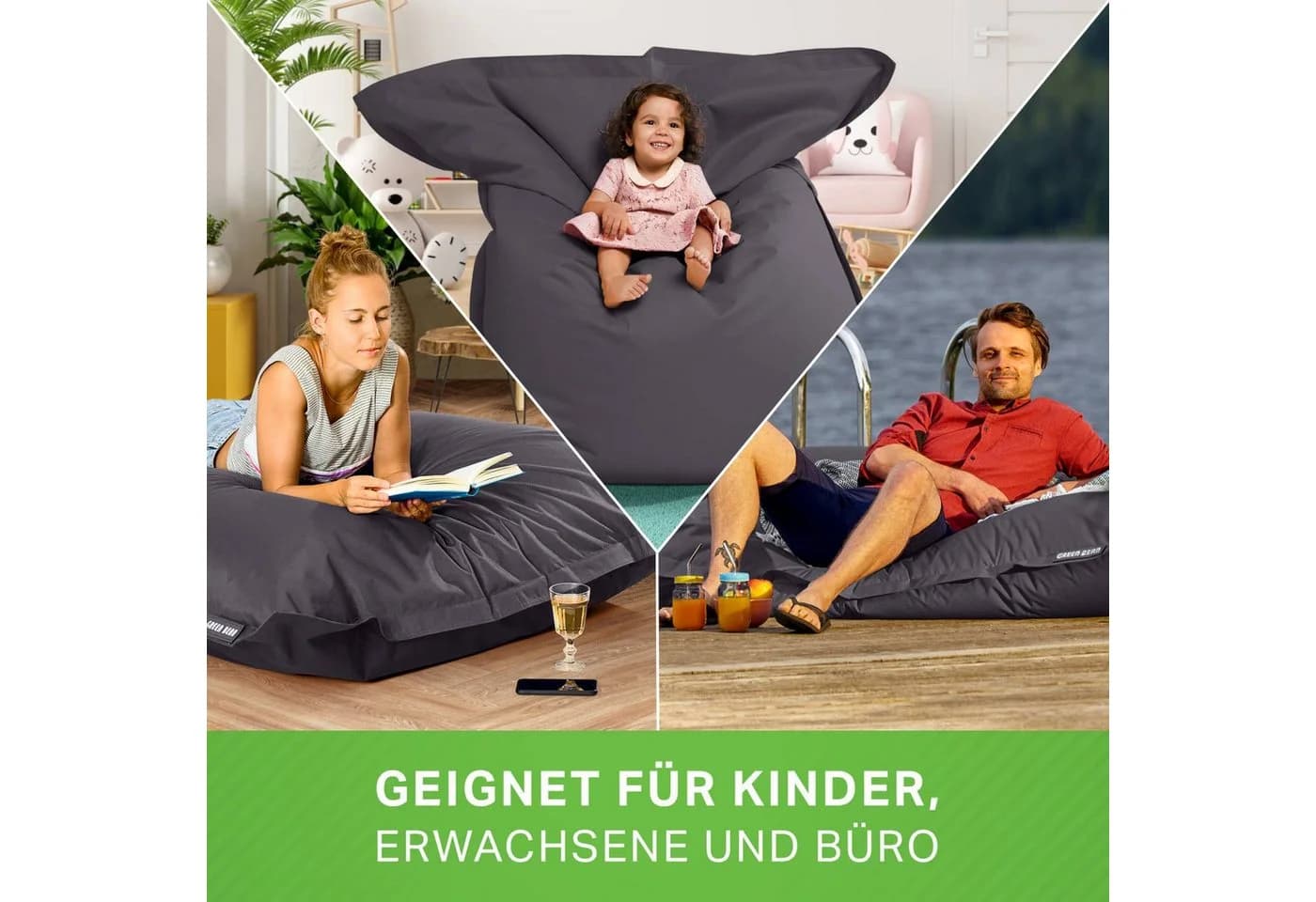 Green Bean Sitzsack XL Outdoor 120x160cm Anthrazit - Bild 3