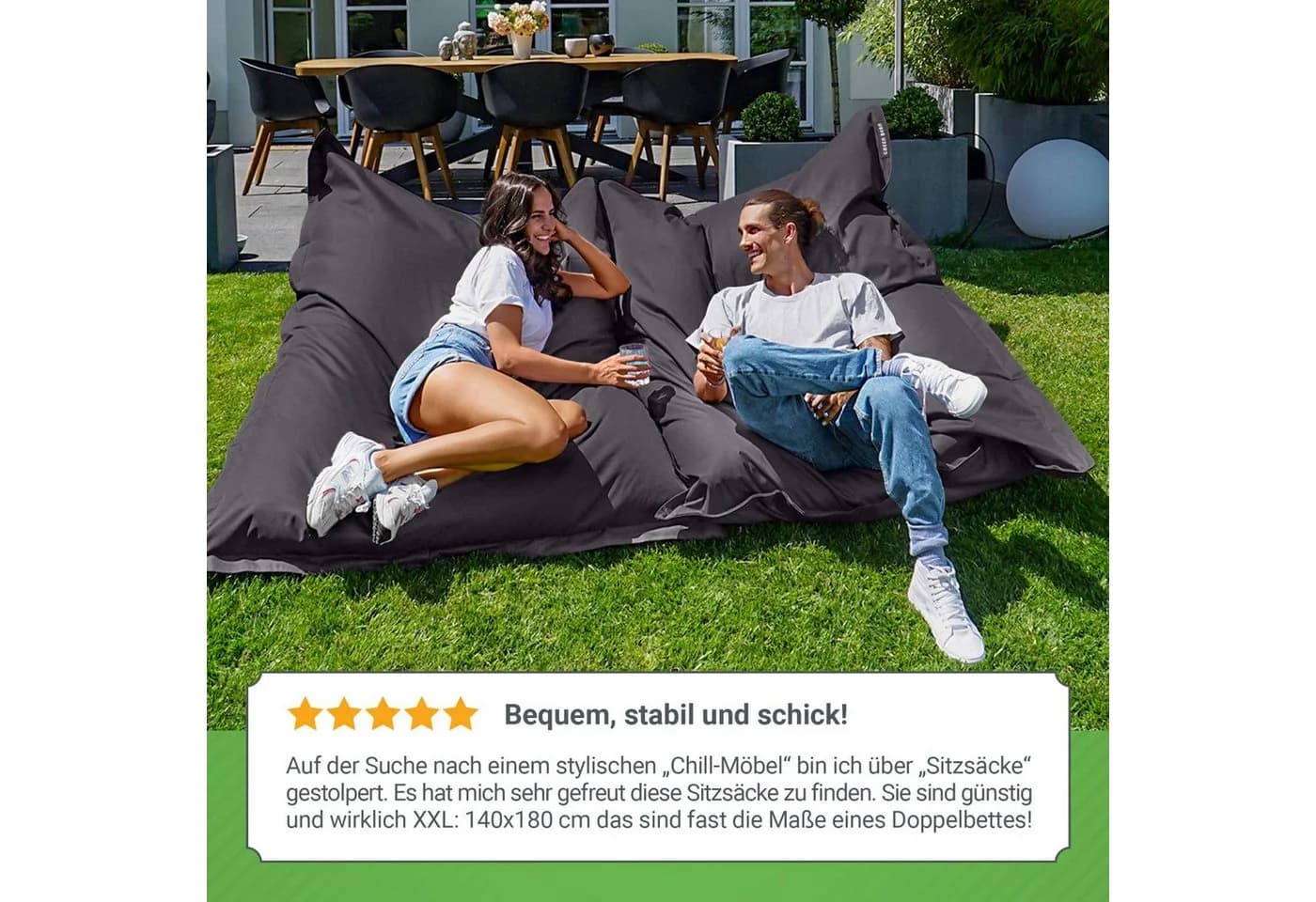 Green Bean Sitzsack XL Outdoor 120x160cm Anthrazit - Bild 4