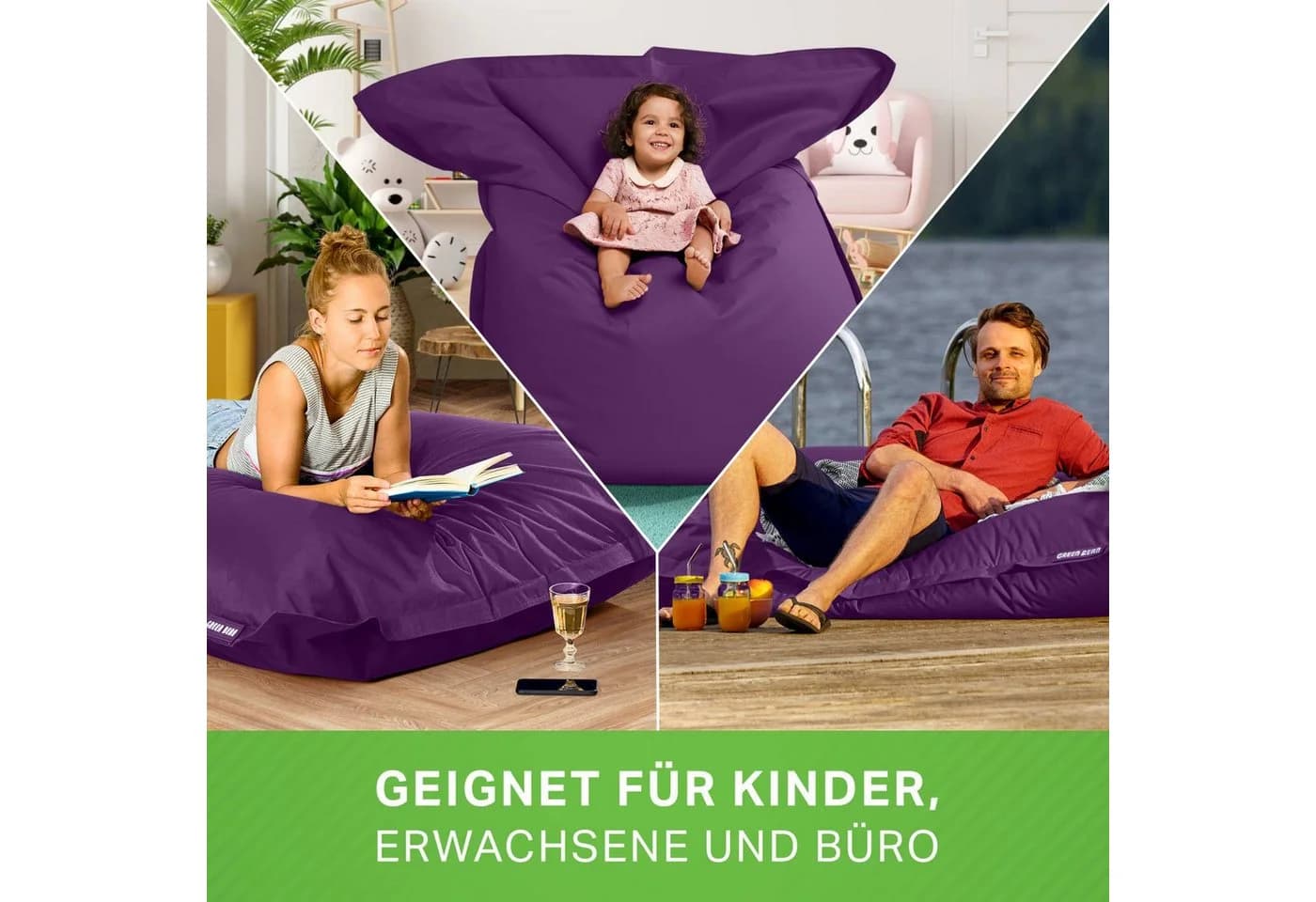 Green Bean Sitzsack XL Outdoor Lila 120x160cm - Bild 3