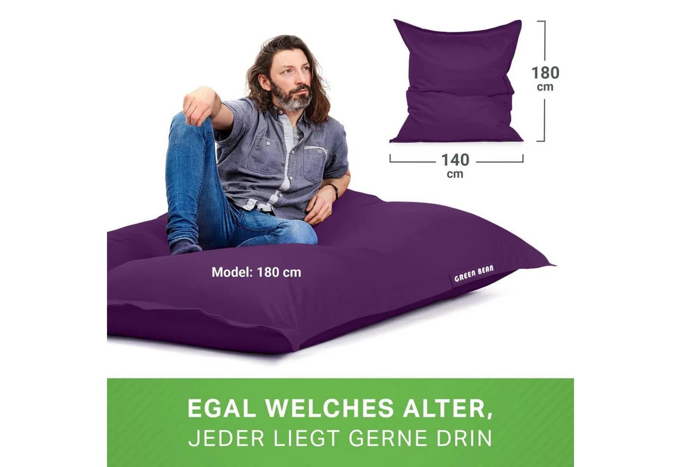 Green Bean Sitzsack XL Outdoor Lila 120x160cm - Bild 5