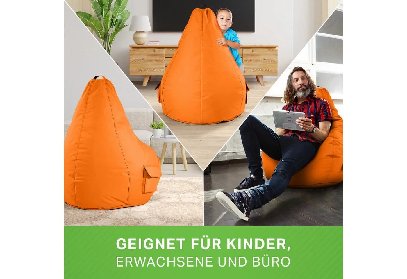 Green Bean Gaming Sitzsack Cozy mit Rückenlehne Orange - Bild 3