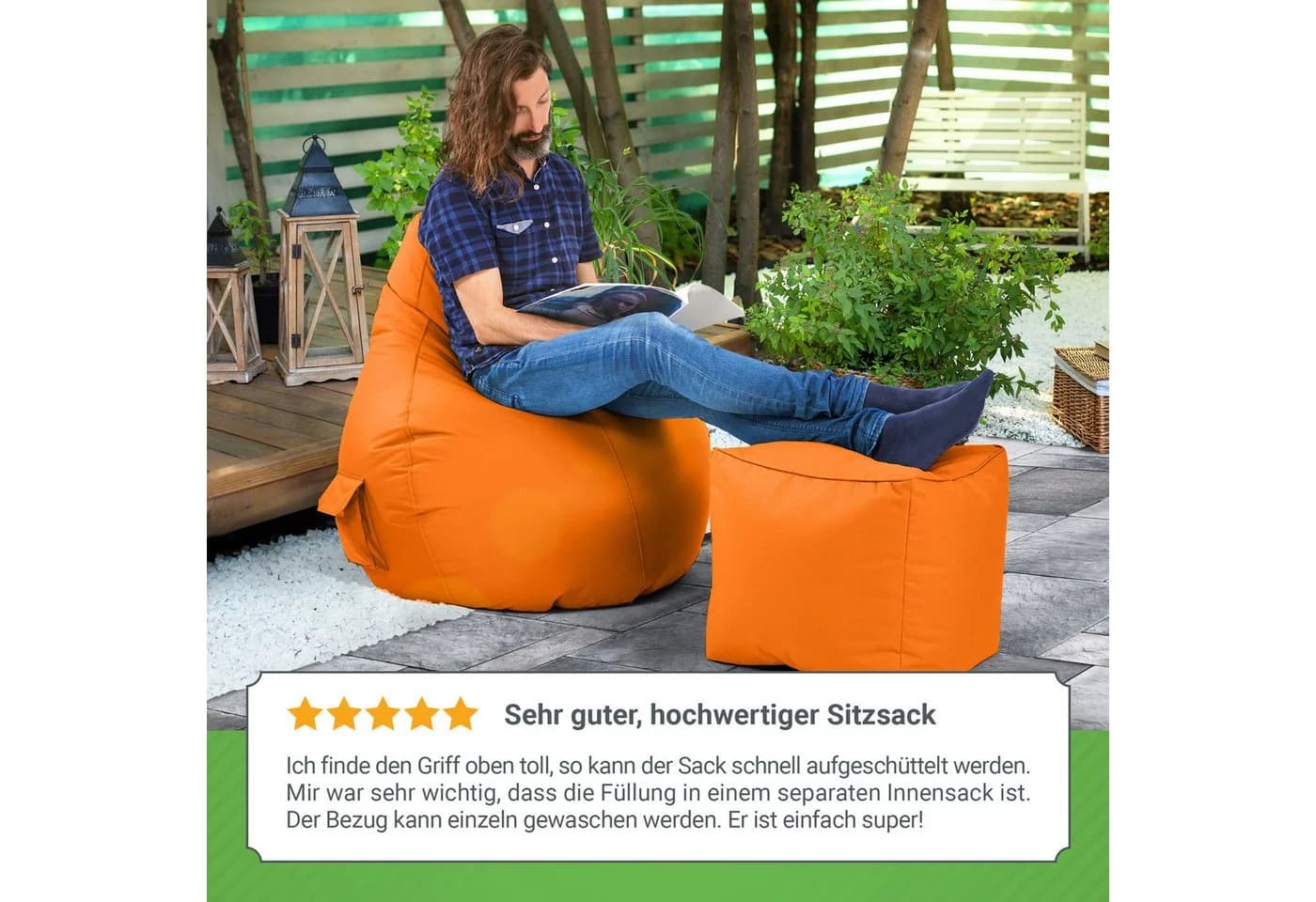 Green Bean Gaming Sitzsack Cozy mit Rückenlehne Orange - Bild 4