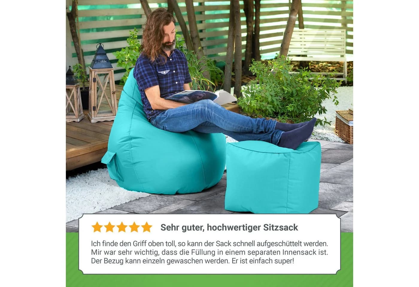Green Bean Gaming Sitzsack mit Rückenlehne und Seitentaschen - Bild 4