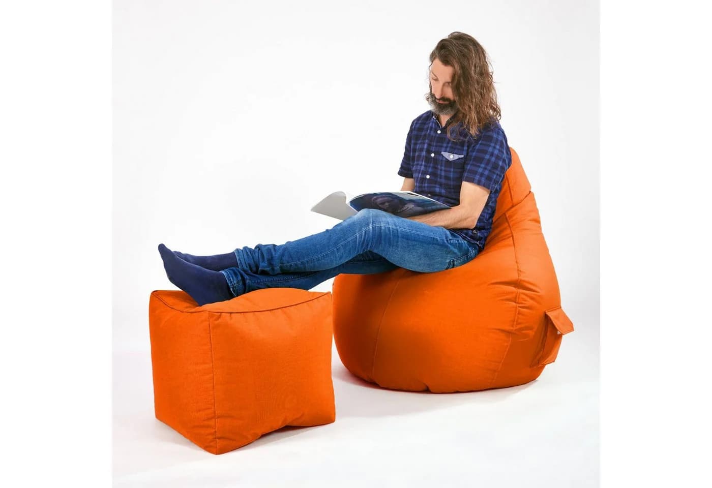 Green Bean Sitzsack-Hocker Pouf Cube Orange - Bild 3
