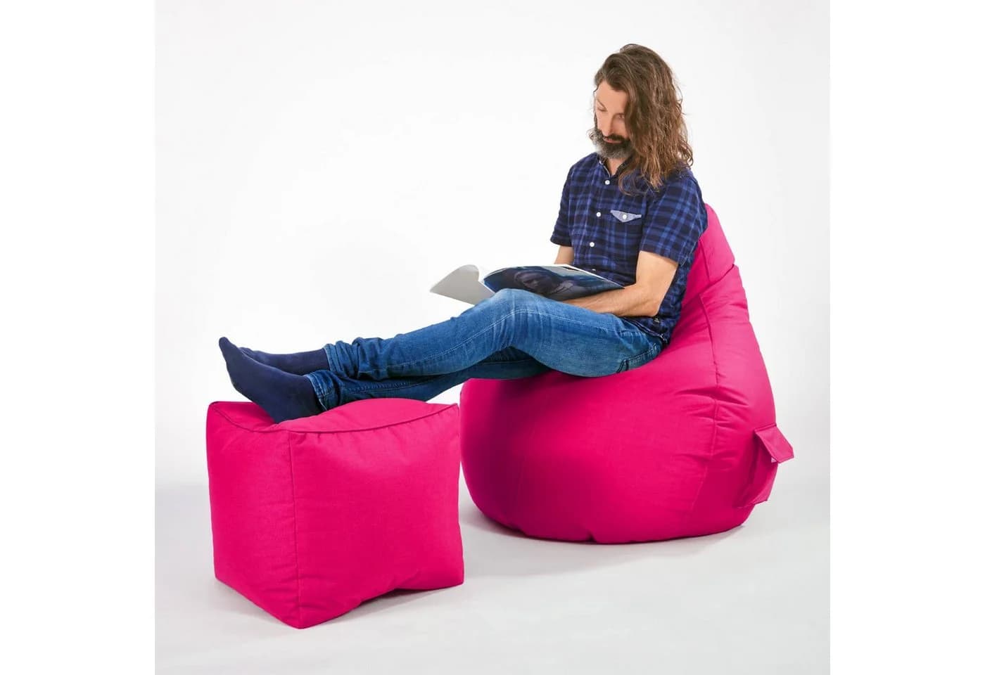 Green Bean Sitzsack-Hocker Pouf Cube Rosa 40x40x40cm - Bild 3