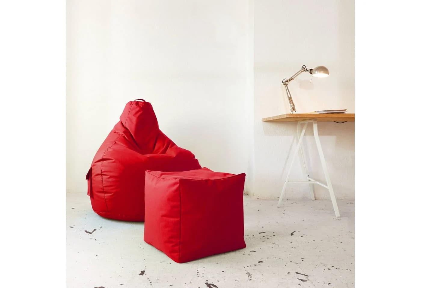 Green Bean Sitzsack-Hocker Pouf Cube 40x40x40cm Rot - Bild 4