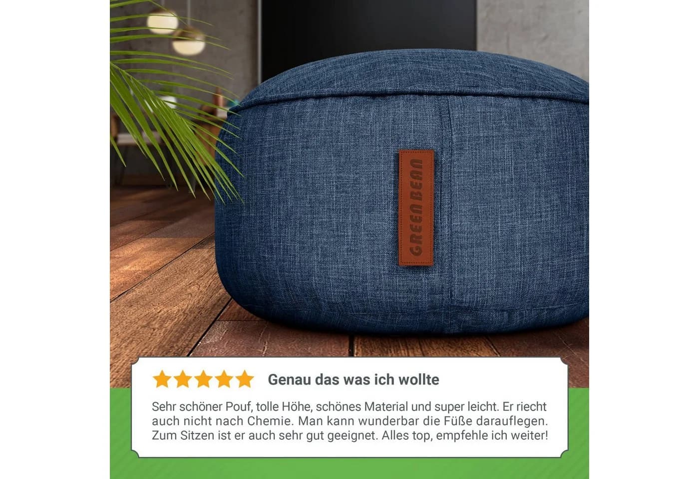 Green Bean Home-Linen Pouf: Dunkelblau Sitzsack mit EPS-Perlen Füllung - Bild 4