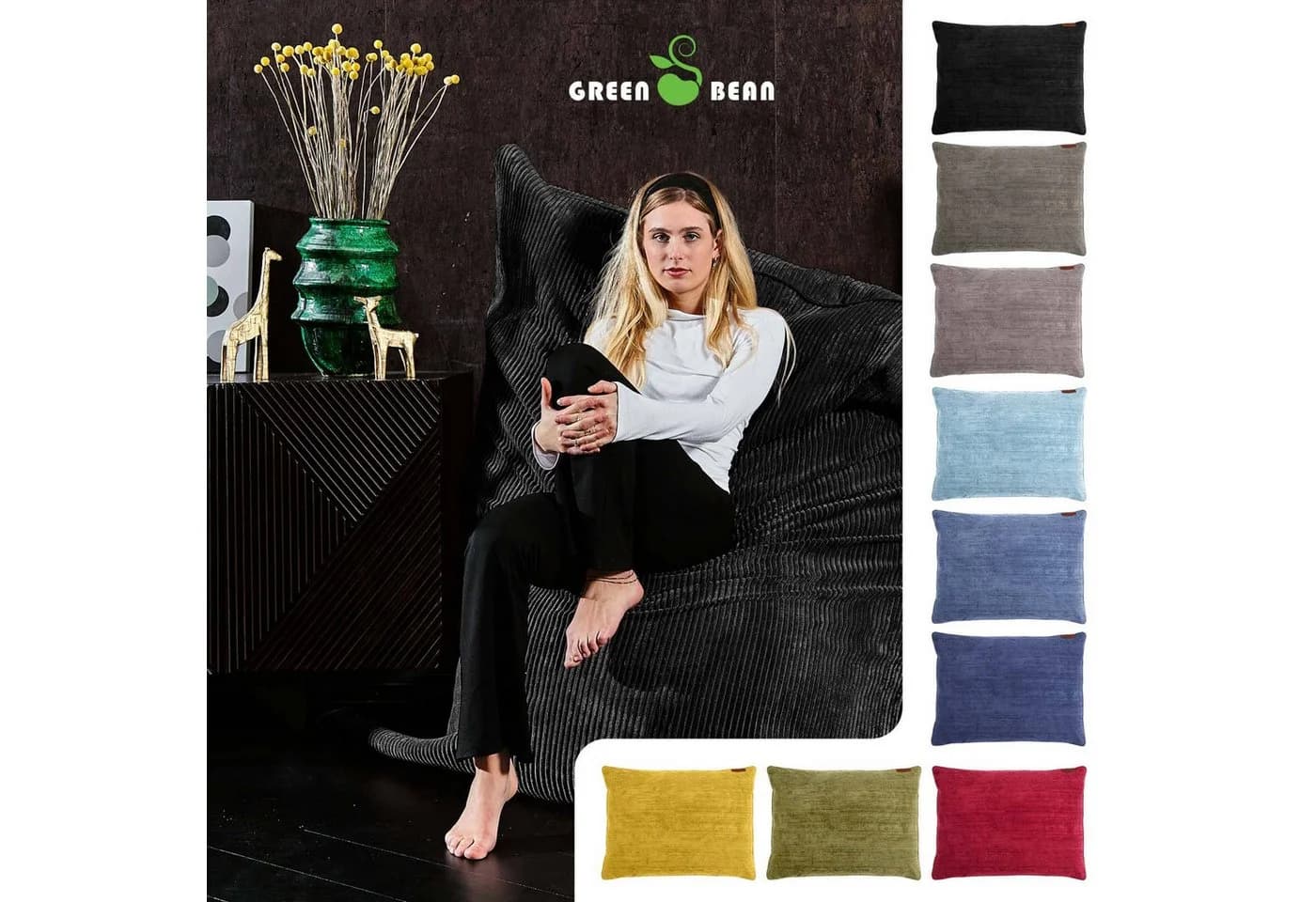 Sitzsack in verschiedenen Farben und Materialien