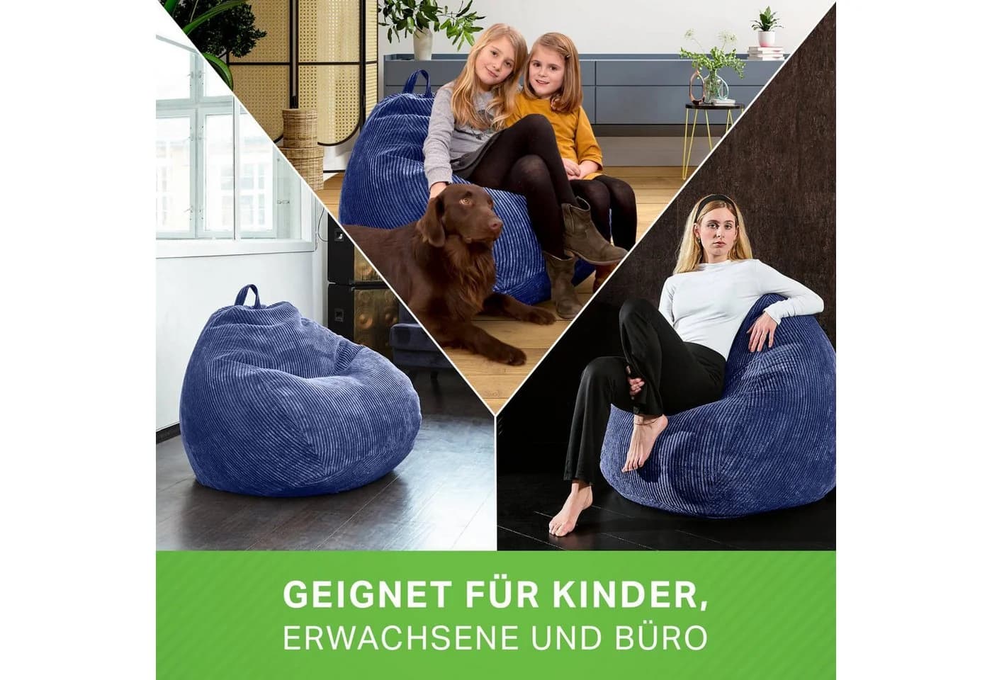 Green Bean Indoor Sitzsack Scoop Cord Dunkelblau XL - Bild 3