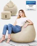 Green Bean Sitzsack Indoor XXL Home Linen + Hocker 2er Set Beige Bild 1