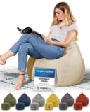 Green Bean Sitzsack Indoor XXL Home Linen + Hocker 2er Set Beige Bild 3
