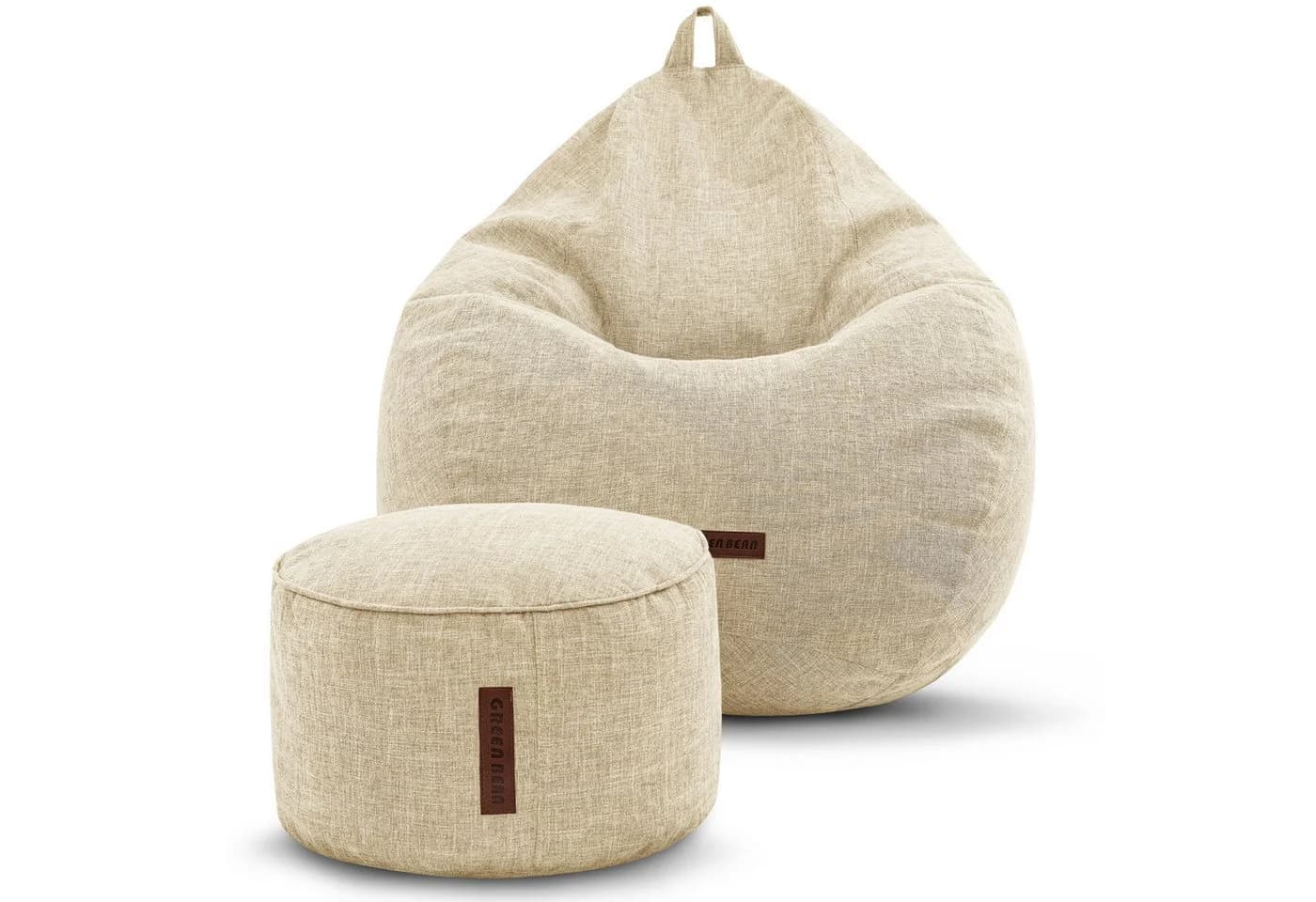 Green Bean Sitzsack Indoor 2er Set mit Hocker Leinen Beige - Bild 2