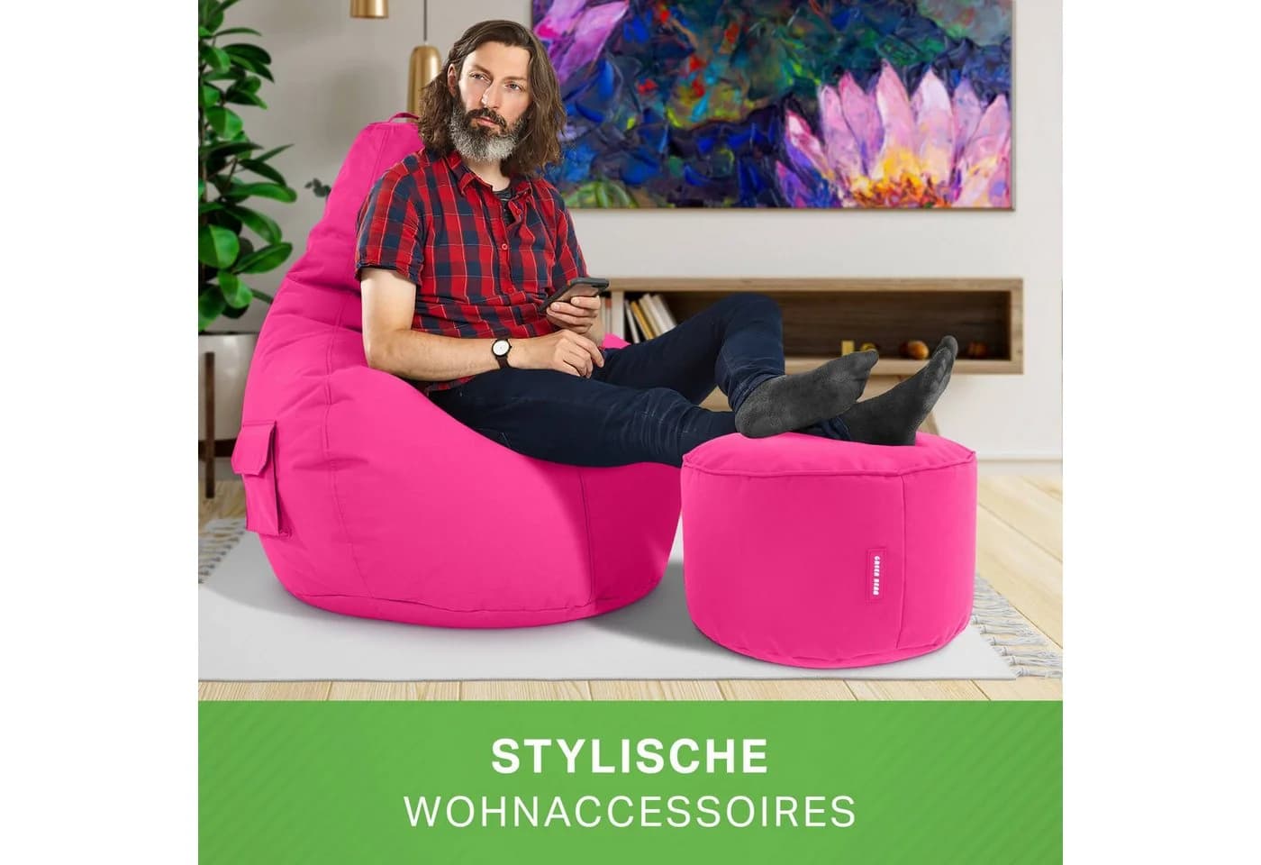 Green Bean Gaming Sitzsack + Hocker Cozy+Cube Rosa - Bild 1