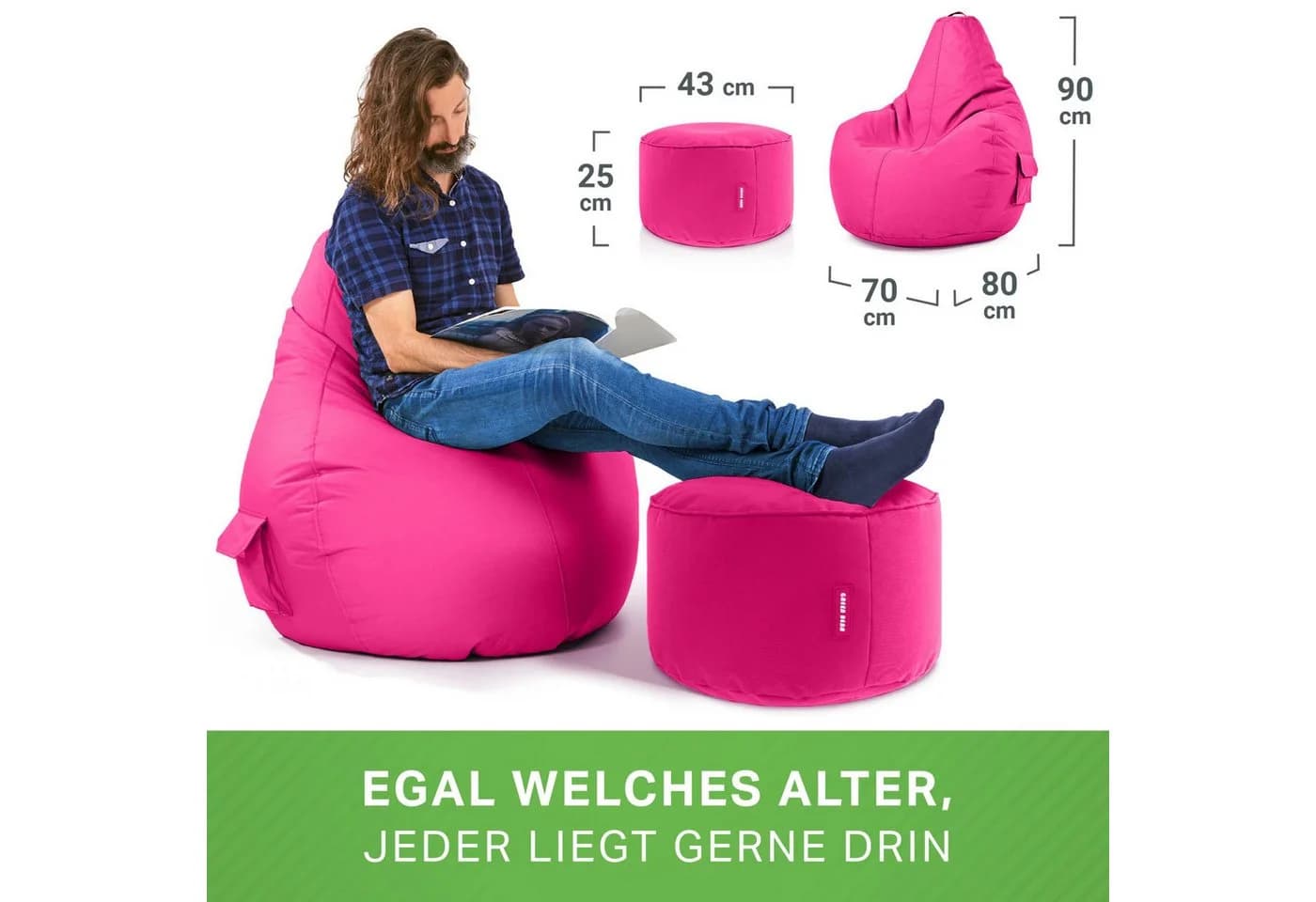 Green Bean Gaming Sitzsack + Hocker Cozy+Cube Rosa - Bild 3
