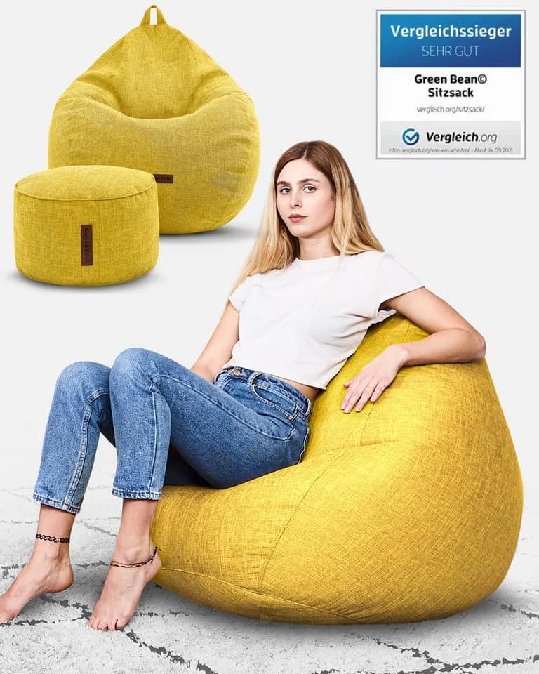 Green Bean Sitzsack Indoor Set mit Hocker Leinen EPS-Perlen