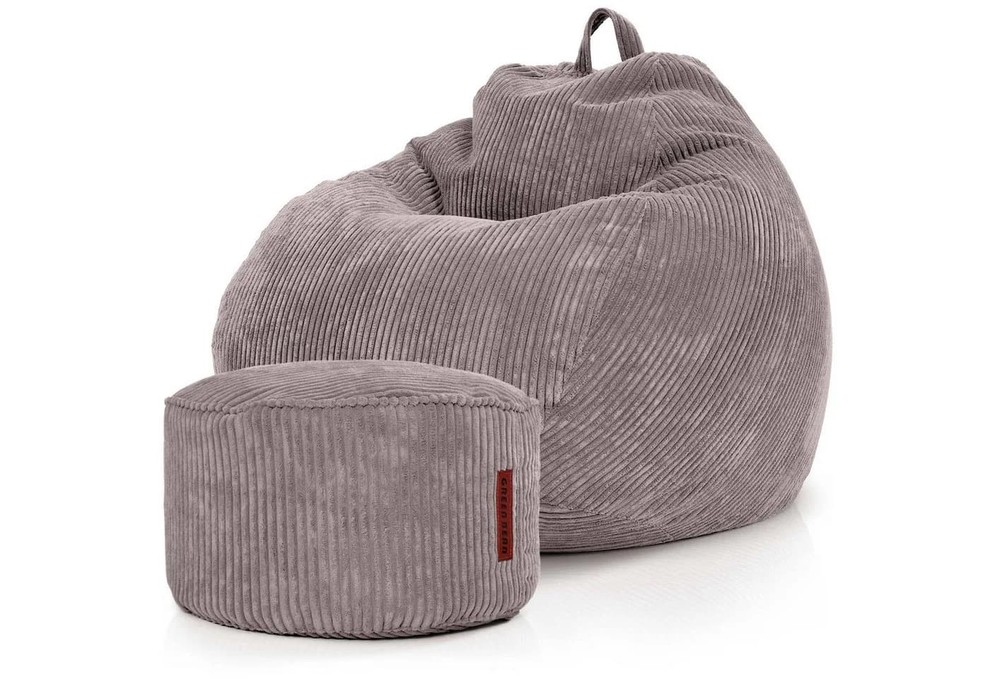 Green Bean Sitzsack XXL Scoop + Hocker Cord Grau Indoor - Bild 2