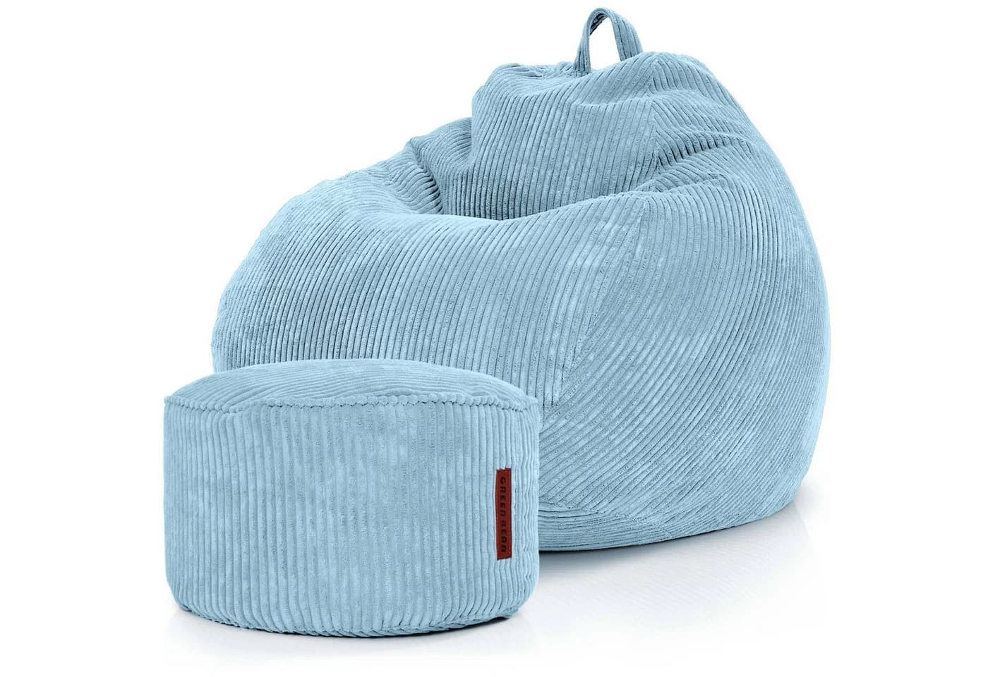 Green Bean Sitzsack XXL Set mit Hocker Cord Hellblau - Bild 2