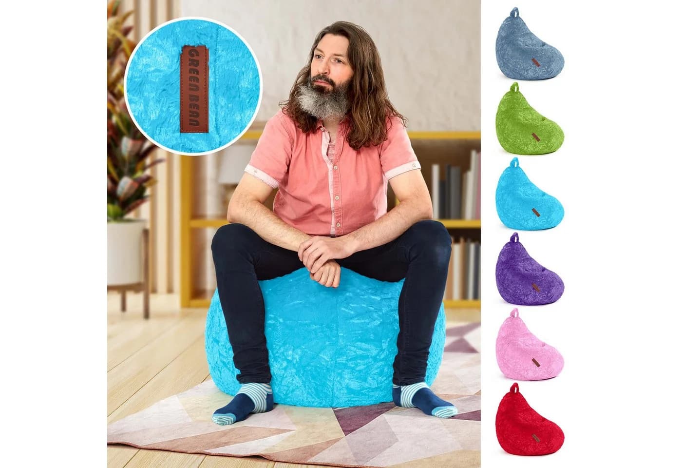 Green Bean Kindersitzsack Plüsch Blau EPS-Perlen Füllung