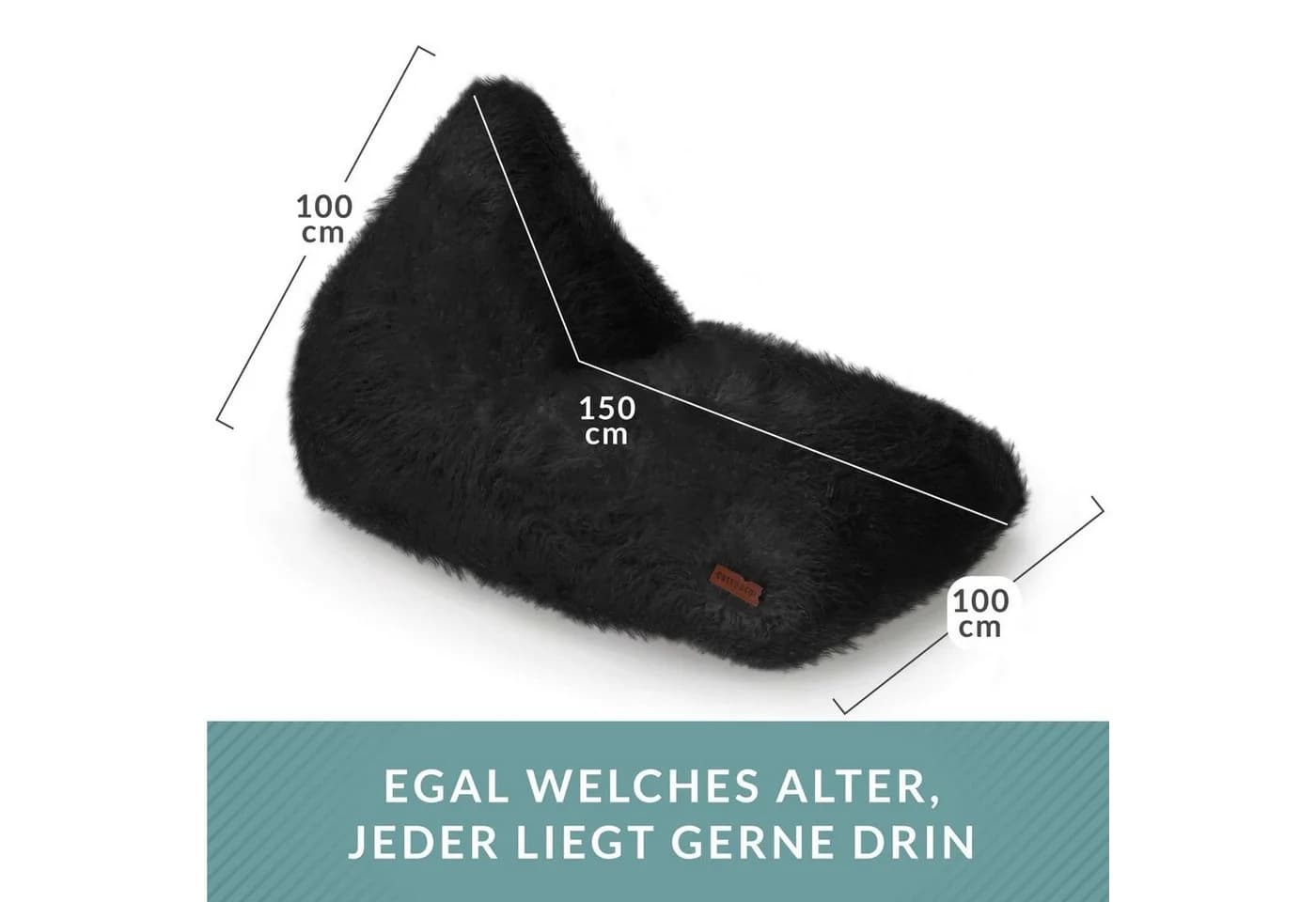 Green Bean Sitzsack Fell Triangle Schwarz 150x100x100cm - Bild 4