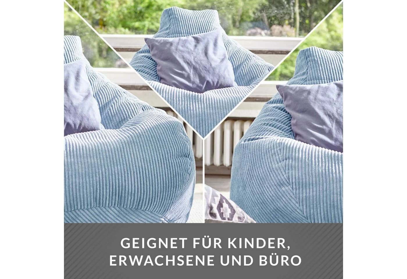Green Bean Sitzsack Cozy Cord mit Rückenlehne Hellblau - Bild 3