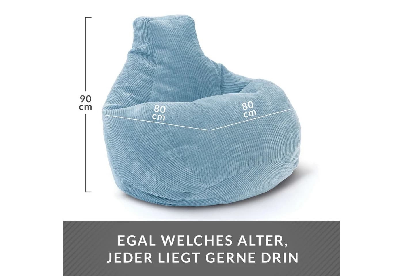 Green Bean Sitzsack Cozy Cord mit Rückenlehne Hellblau - Bild 4