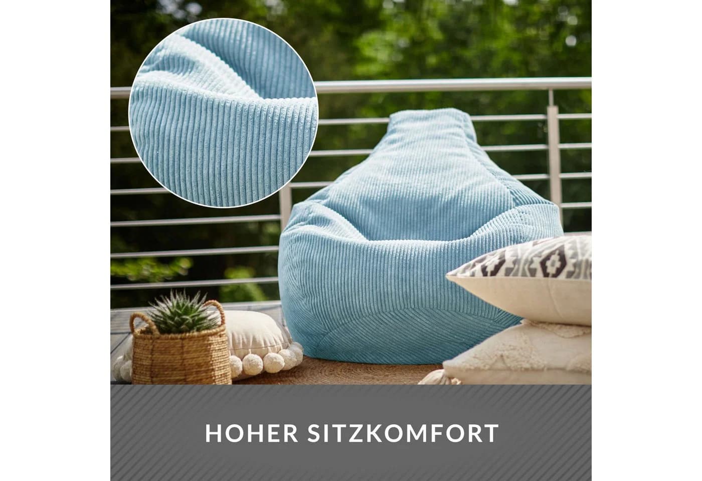 Green Bean Sitzsack Cozy Cord mit Rückenlehne Hellblau - Bild 5