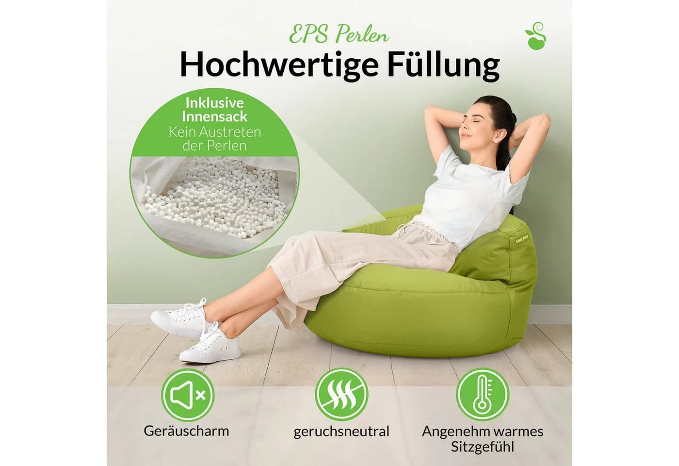 Green Bean Sitzsack Lounge mit Rückenlehne, wasserabweisend & abwaschbar - Bild 4