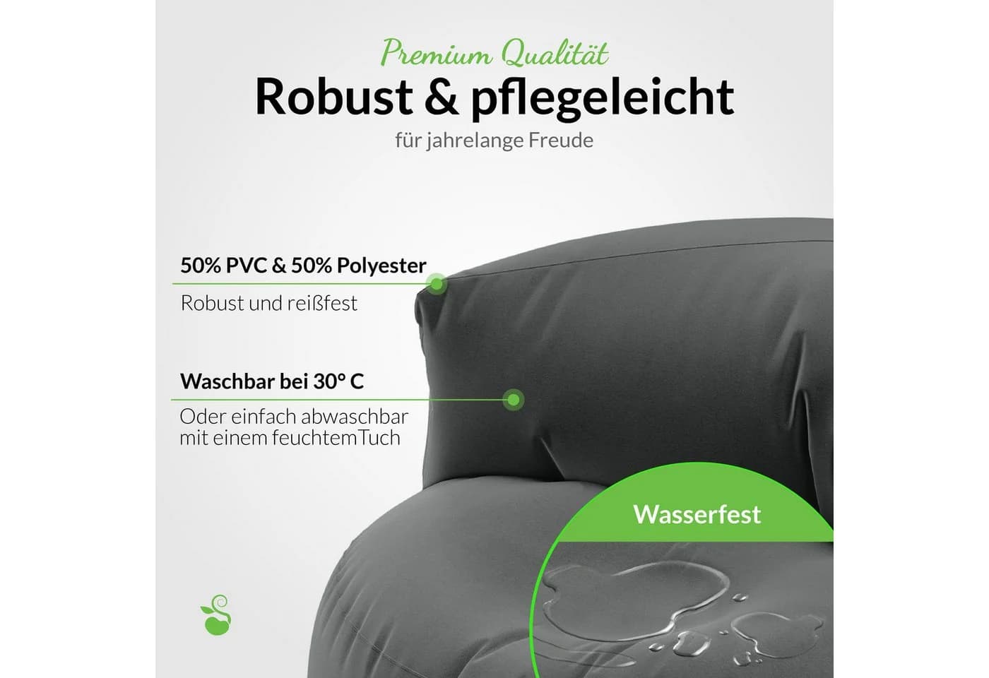 Green Bean Sitzsack Lounge mit Rückenlehne, wasserabweisender & abwaschbarer Bezug - Bild 5
