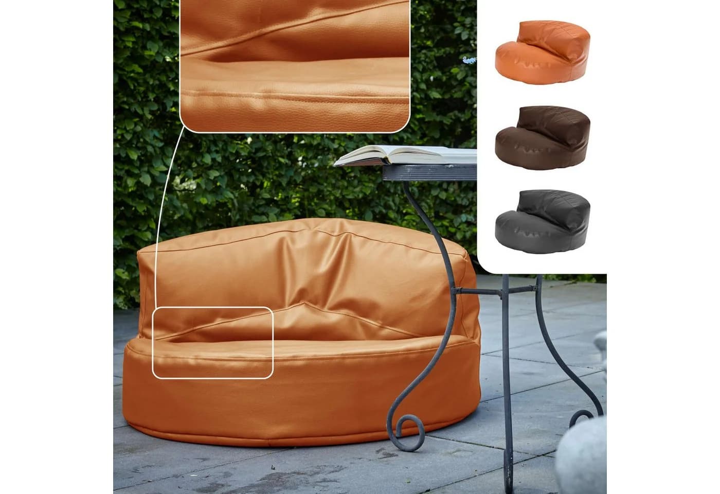 Green Bean Sitzsack Lounge mit Rückenlehne Kunstleder Braun