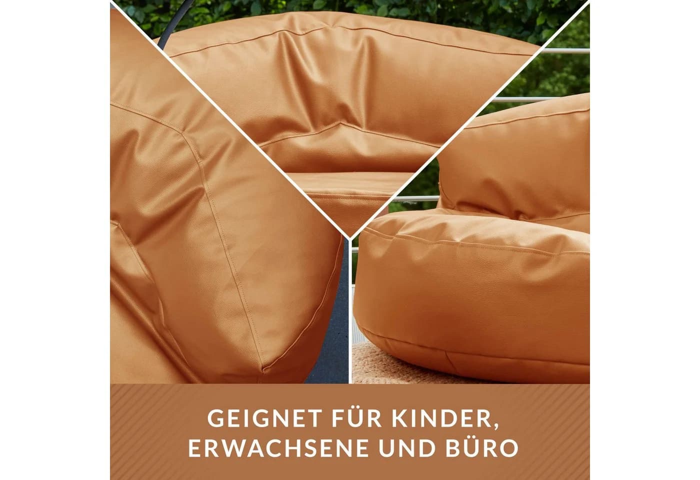 Green Bean Sitzsack Lounge mit Rückenlehne Kunstleder Braun - Bild 3
