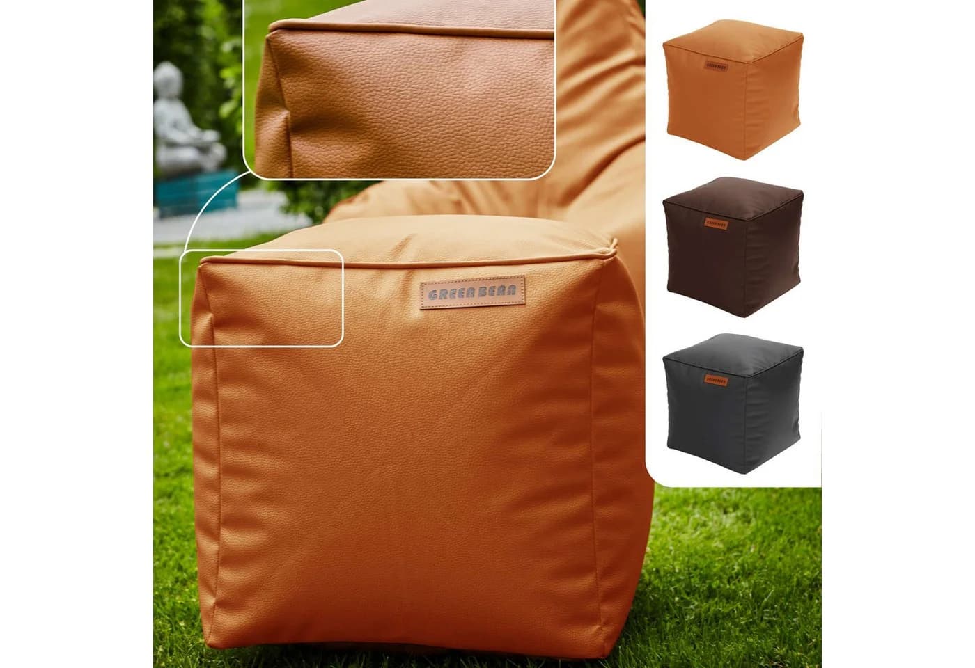 Green Bean Pouf Sitzsack-Hocker Kunstleder Cube