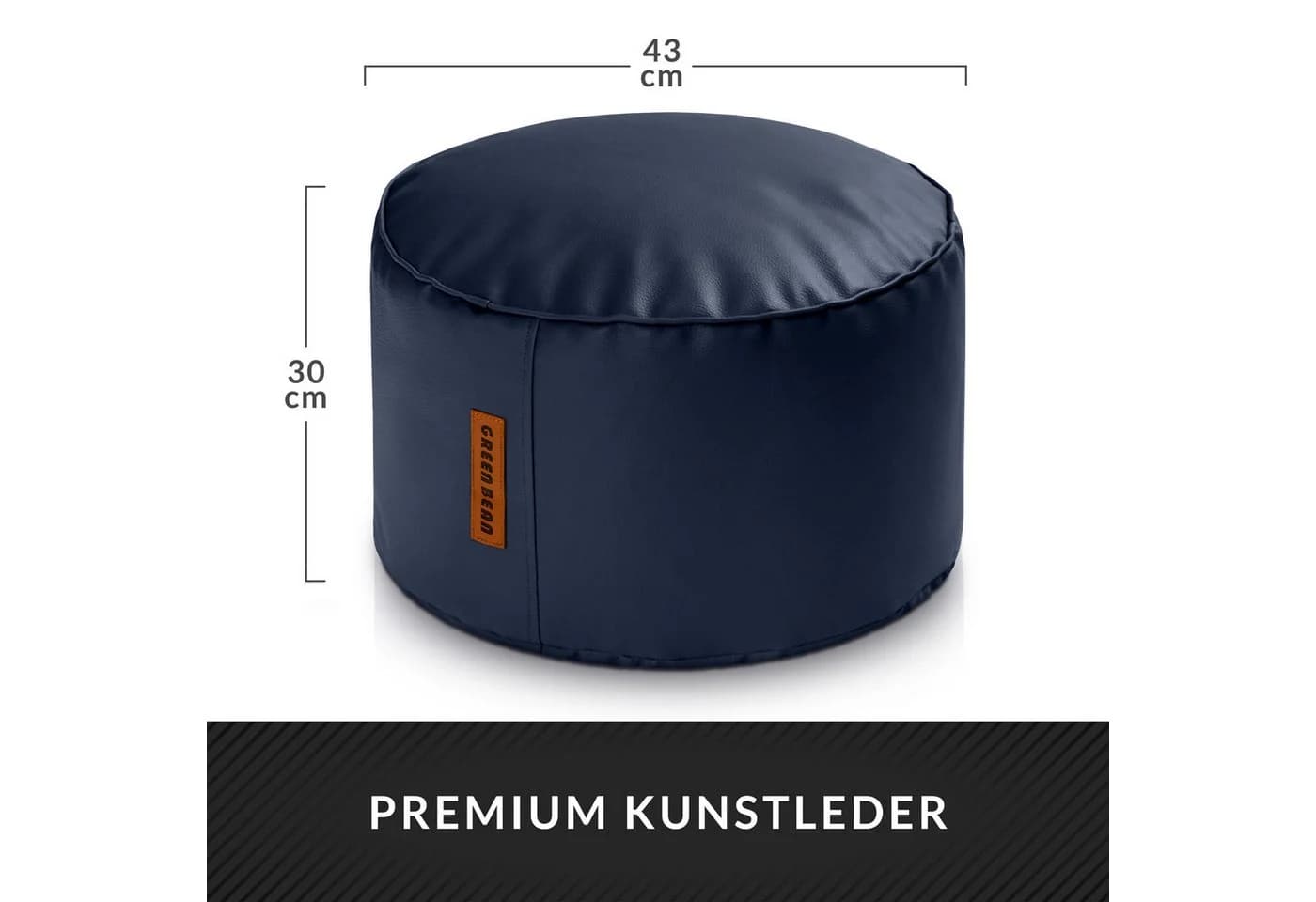 Green Bean Pouf Sitzsack-Hocker Kunstleder Stay rund Dunkelblau - Bild 4