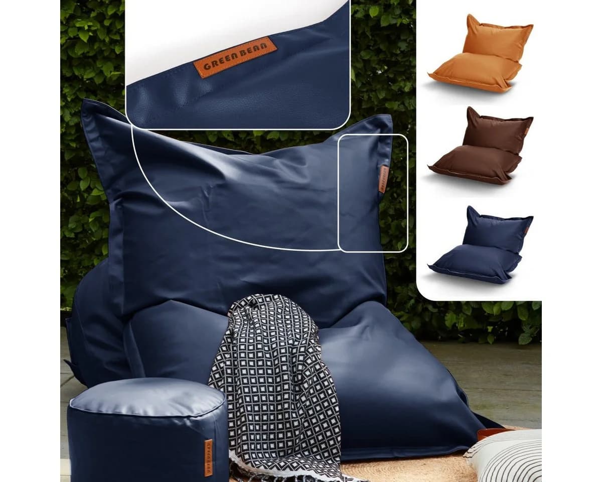 Green Bean XXL Sitzsack Kunstleder Blau Outdoor