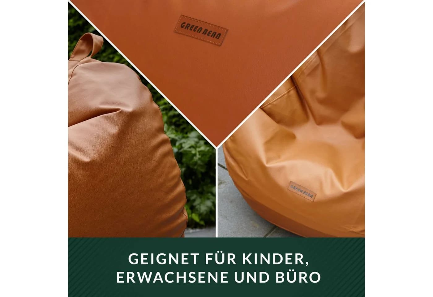 Green Bean Sitzsack Scoop Indoor Kunstleder abwaschbar braun - Bild 3