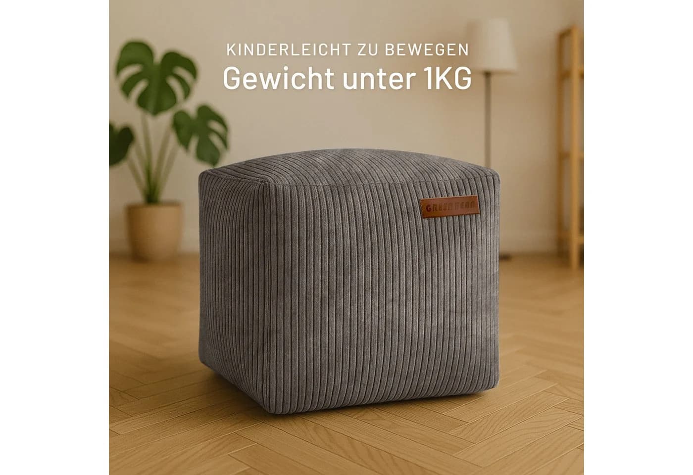 Green Bean Pouf Cube Cord Indoor Sitzhocker Sitzkissen Fußhocker Relax-Sessel - Bild 3