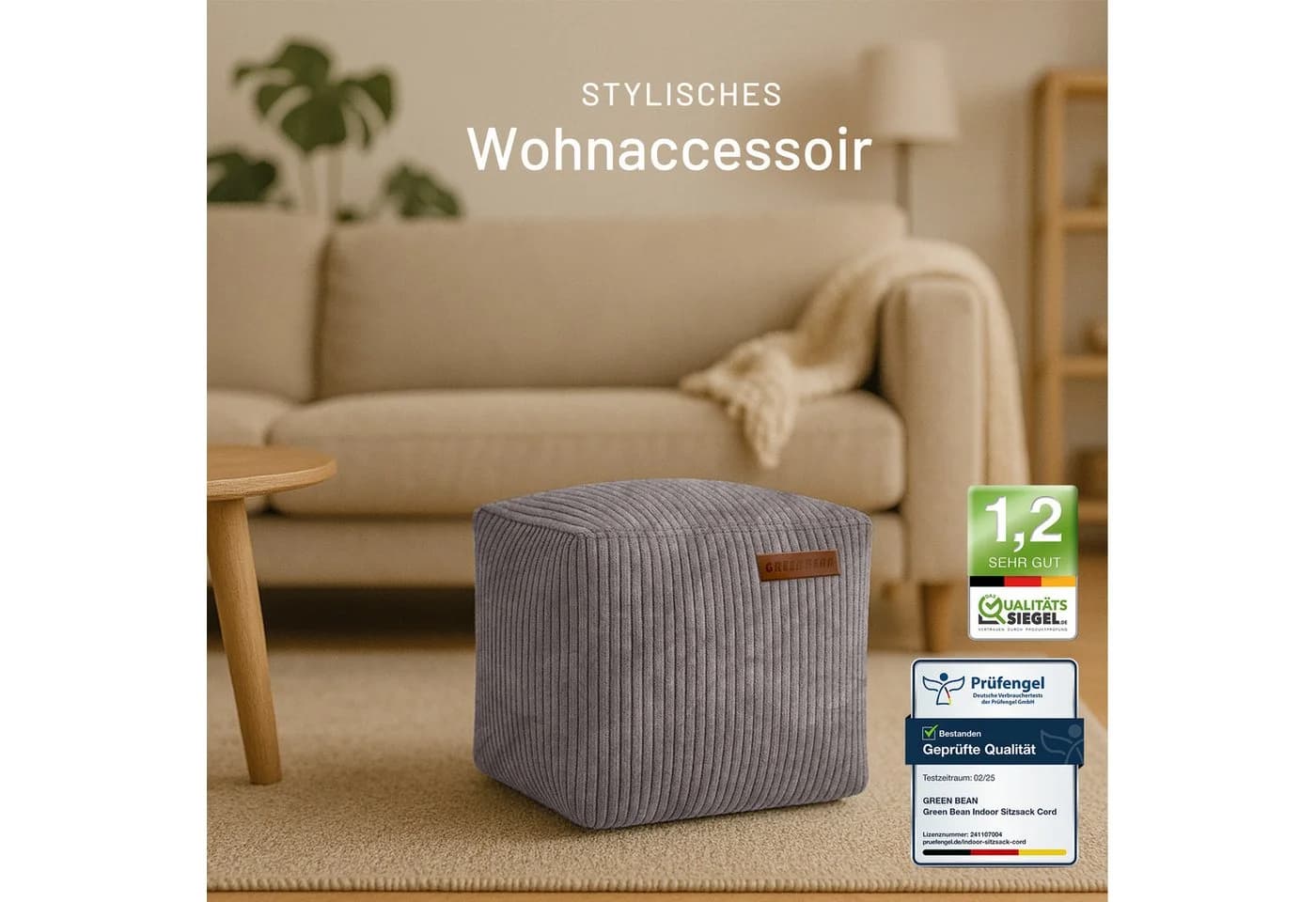 Green Bean Pouf Cube Cord Sitzhocker Fußhocker Relax-Sessel - Bild 4
