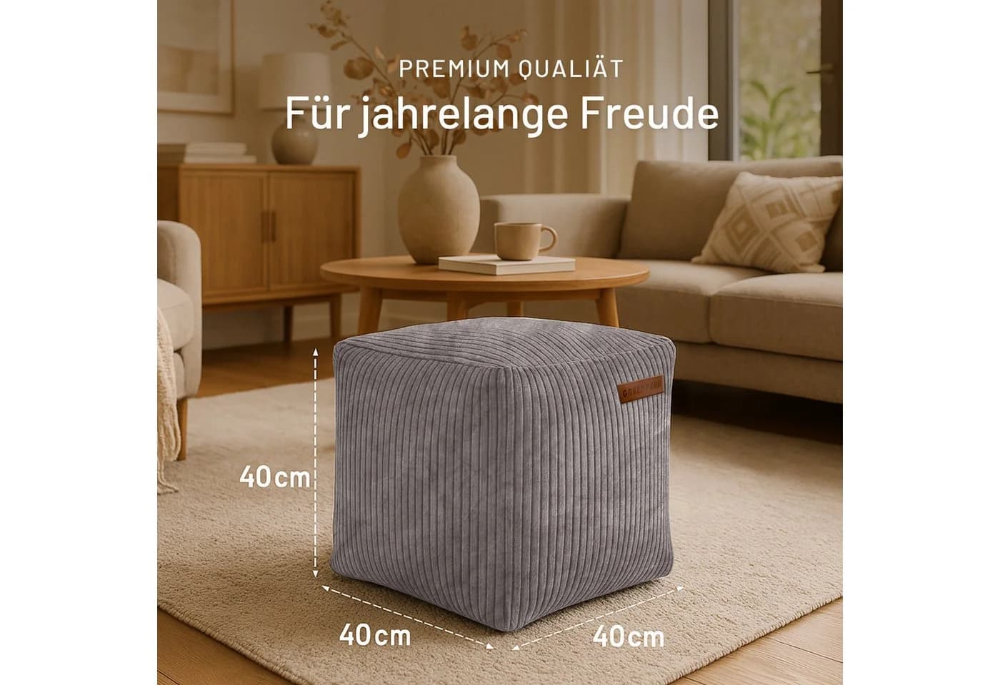 Green Bean Pouf Cube Cord Sitzhocker Fußhocker Relax-Sessel - Bild 5