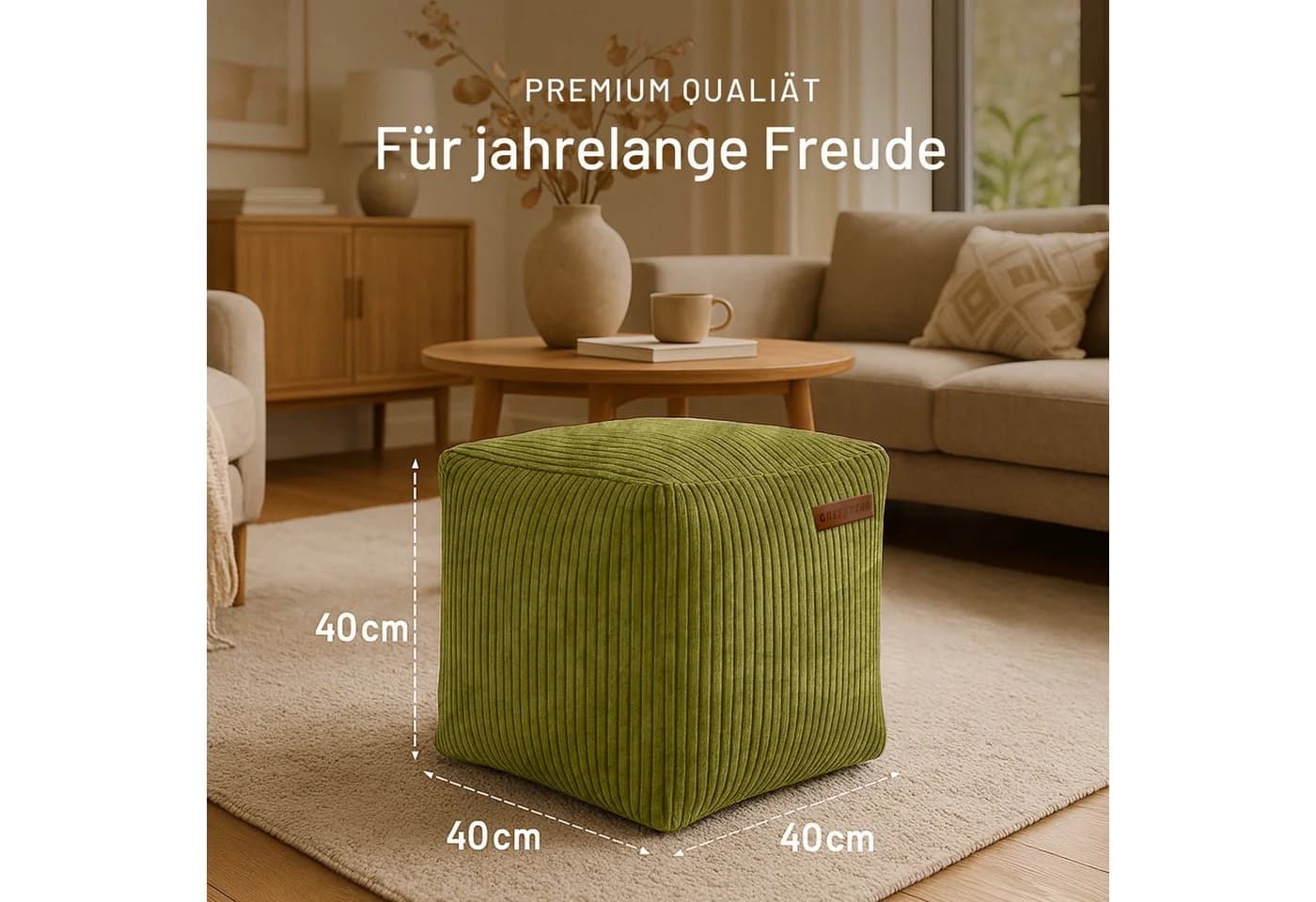 Green Bean Pouf Cube Cord Sitzhocker Sitzkissen Fußhocker Relax-Sessel Made in Germany - Bild 3