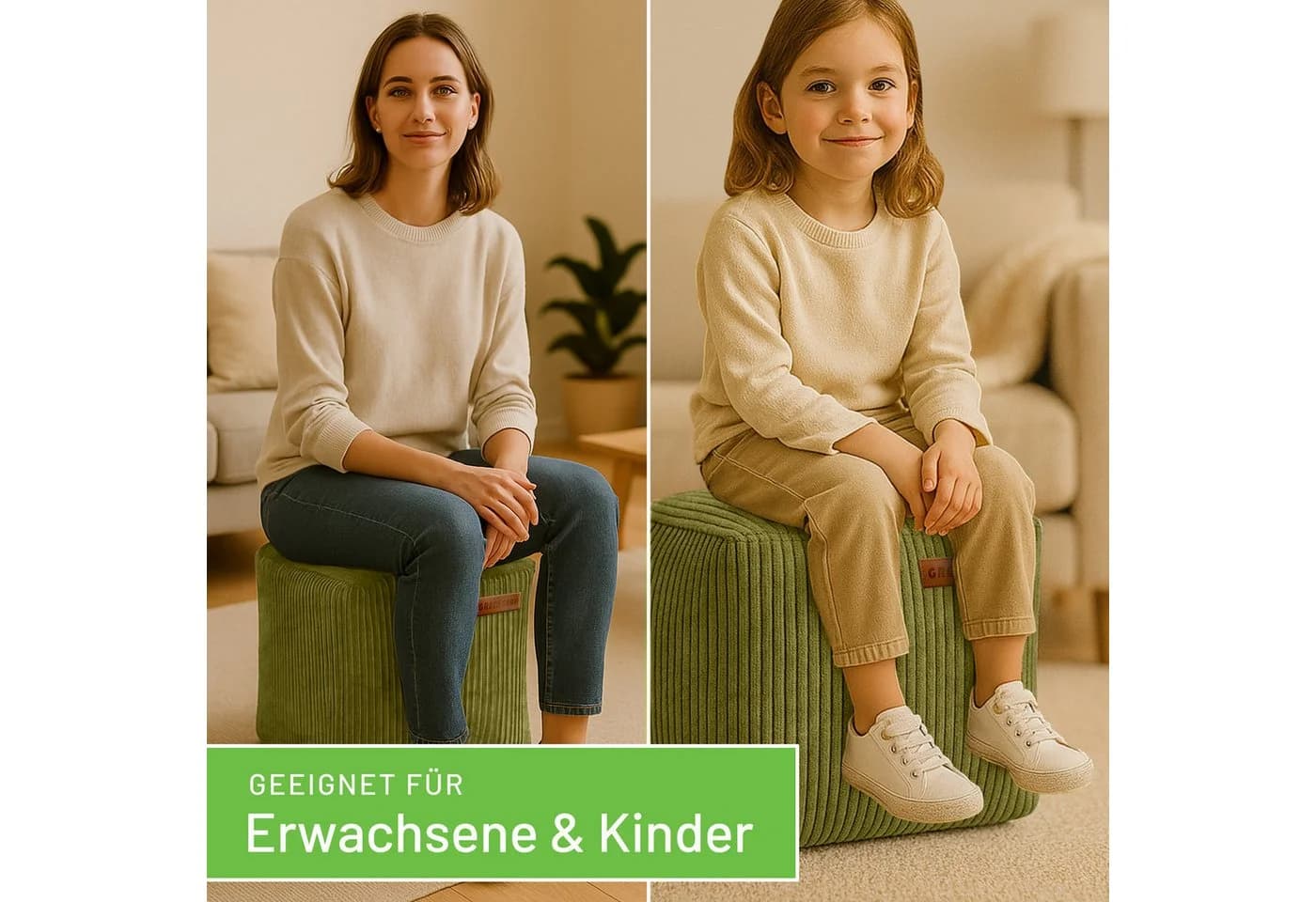 Green Bean Pouf Cube Cord Sitzhocker Sitzkissen Fußhocker Relax-Sessel Made in Germany - Bild 5