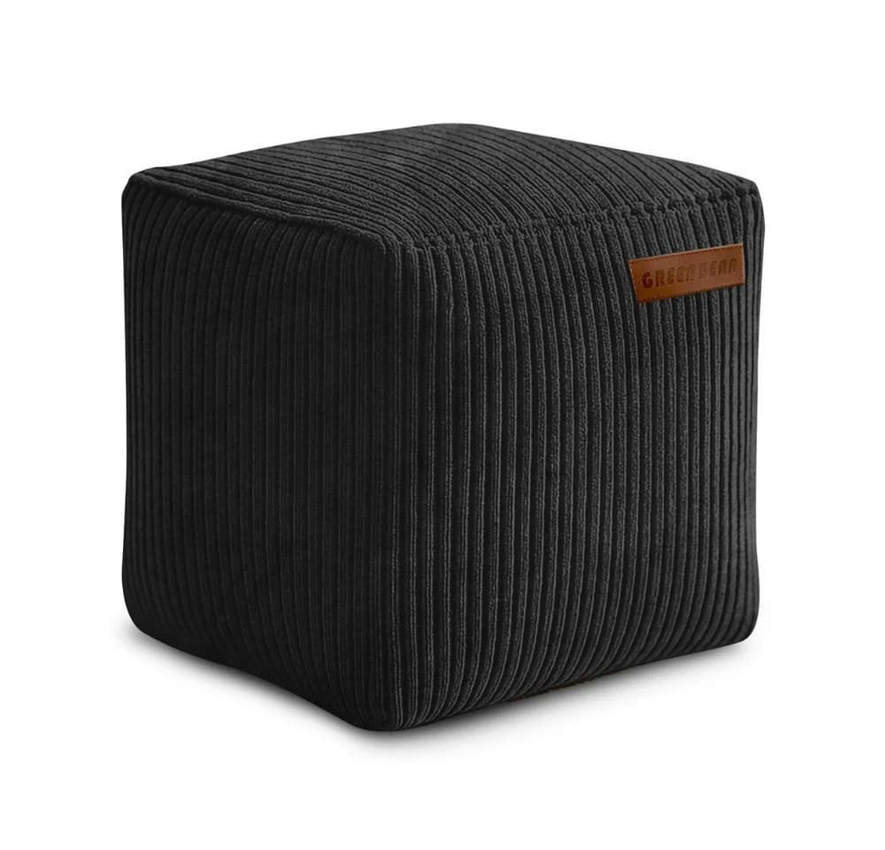 Green Bean Pouf Cube Cord Sitzhocker Schwarz Lederimitat - Bild 2