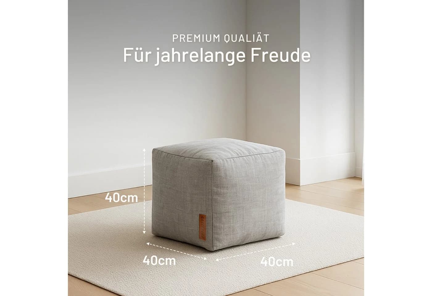 Green Bean Pouf Cube Linen Sitzhocker Fußhocker Relax-Sessel Made in Germany - Bild 4