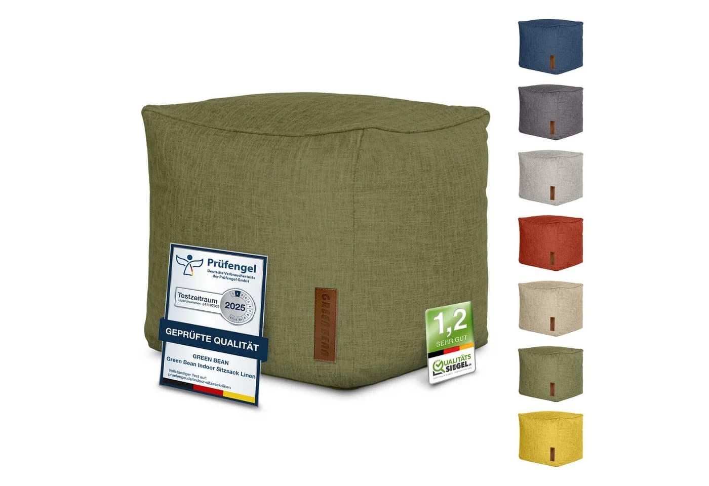 Green Bean Pouf Cube Linen Sitzhocker Fußhocker Relax-Sessel Made in Germany - Bild 2