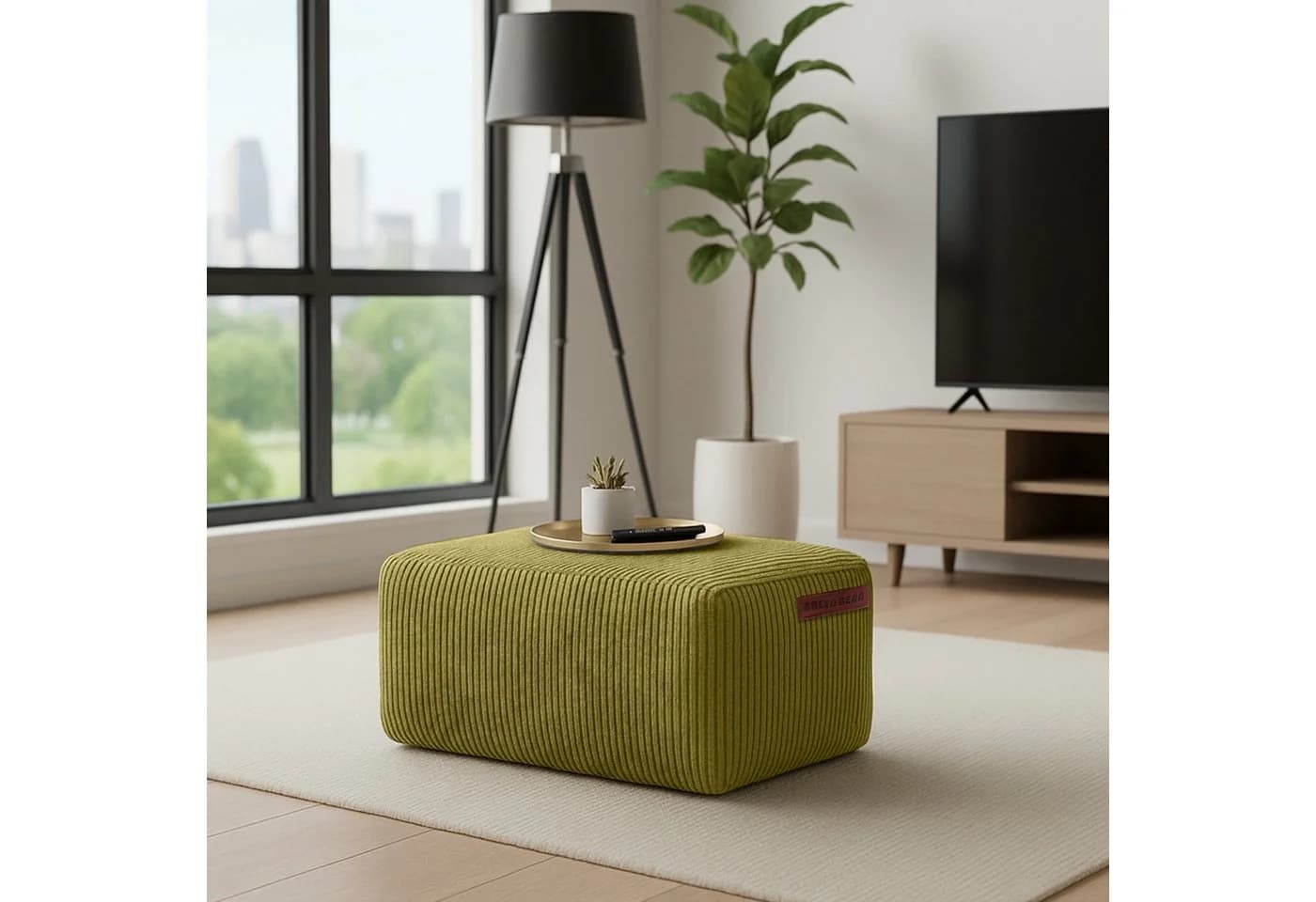 Green Bean Pouf Ottomane Cord Indoor Sitzhocker Sitzkissen Fußhocker Relax-Sessel Made in Germany